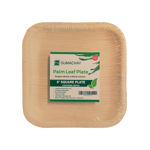 6 Inch Square Palm Leaf Plate